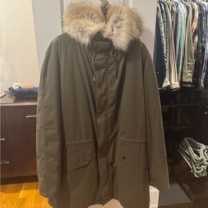 Yves Salomon Army Paris Men’s Coyote and Rabbit Fur Lined Parka Size 54 (XXL)